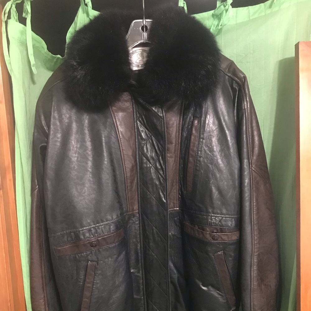 Real Leather Jacket With Real Fur Collar